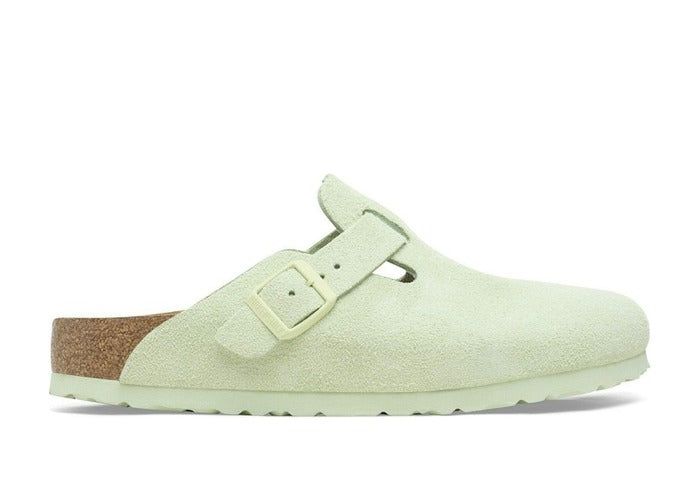 Birkenstock Boston Soft Footbed Suede Faded Lime