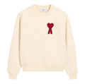 Ami Paris Sweatshirt beige à cœur rouge — vue de face