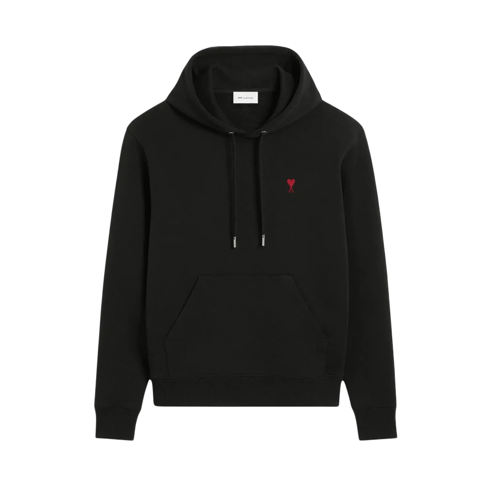 Ami Paris Hoodie noir à cœur rouge — vue de face