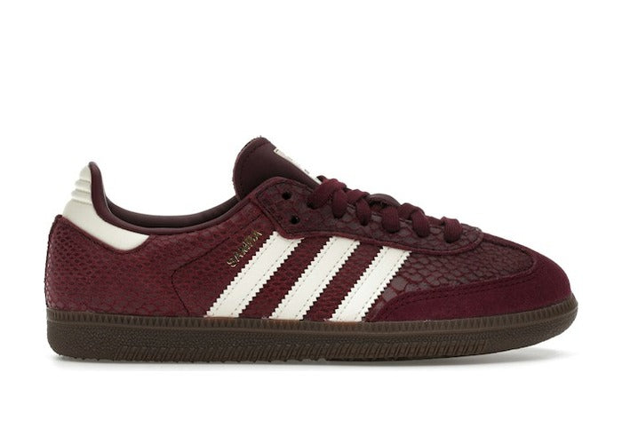 adidas Samba OG Snakeskin Maroon Cream White femme, cuir façon serpent bordeaux
