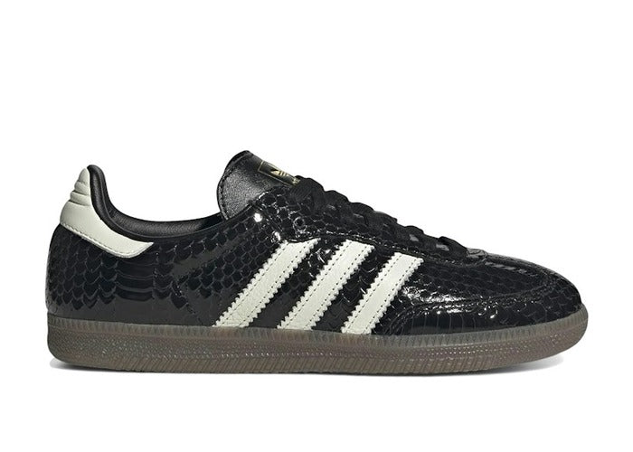 adidas Samba OG Patent Snakeskin Black Off White femme, cuir verni façon serpent noir