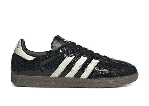 adidas Samba OG Patent Snakeskin Black Off White femme, cuir verni façon serpent noir