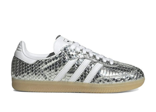 adidas Samba OG Patent Snakeskin Silver Metallic femme, cuir verni façon serpent argent