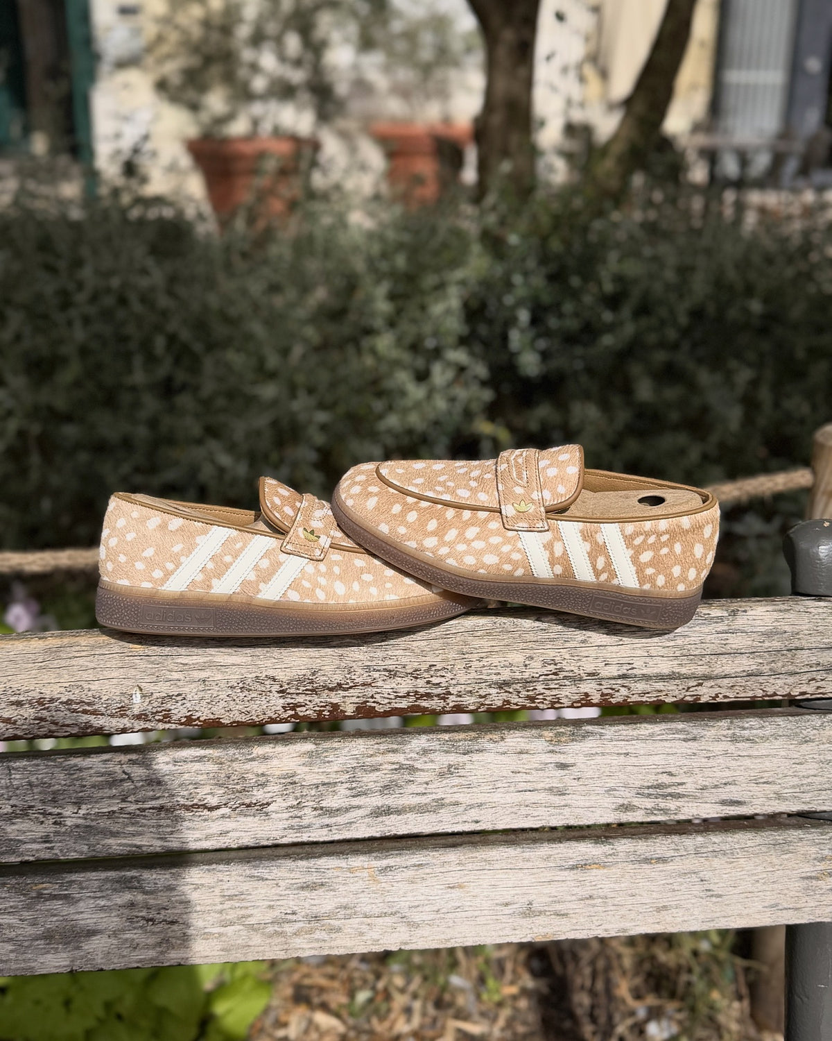 adidas Handball Spezial Loafer Bambi posée sur un banc