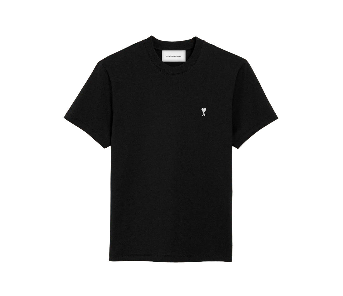 Ami Paris Tee Shirt noir à cœur blanc — vue de face