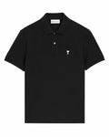 Ami Paris Polo manches courtes noir à cœur blanc — vue de face