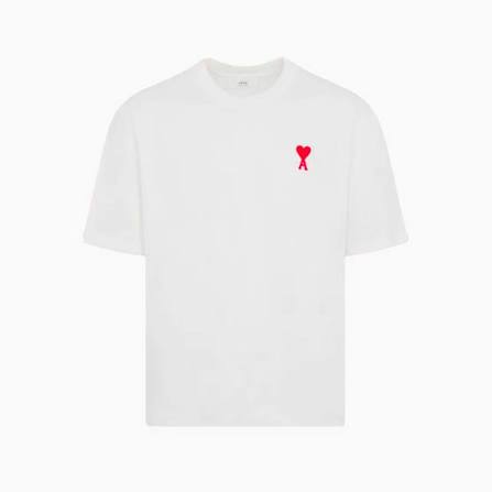 Ami Paris Tee Shirt blanc à cœur rouge — vue de face