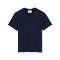 Ami Paris Tee Shirt bleu à cœur rouge — vue de face