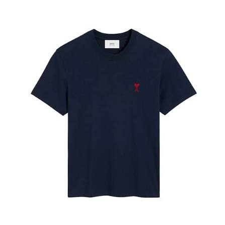 Ami Paris Tee Shirt bleu à cœur rouge — vue de face